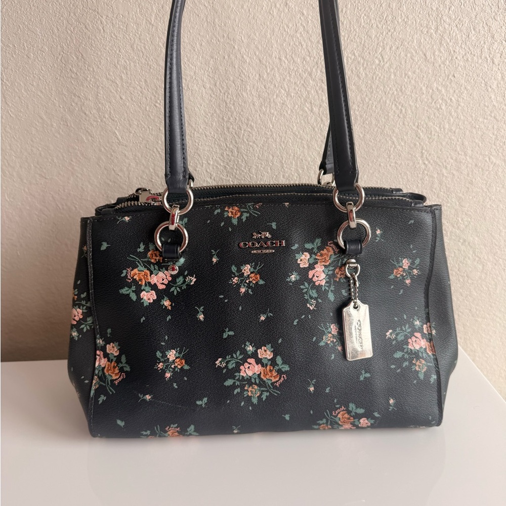 Coach Black Floral Satchel